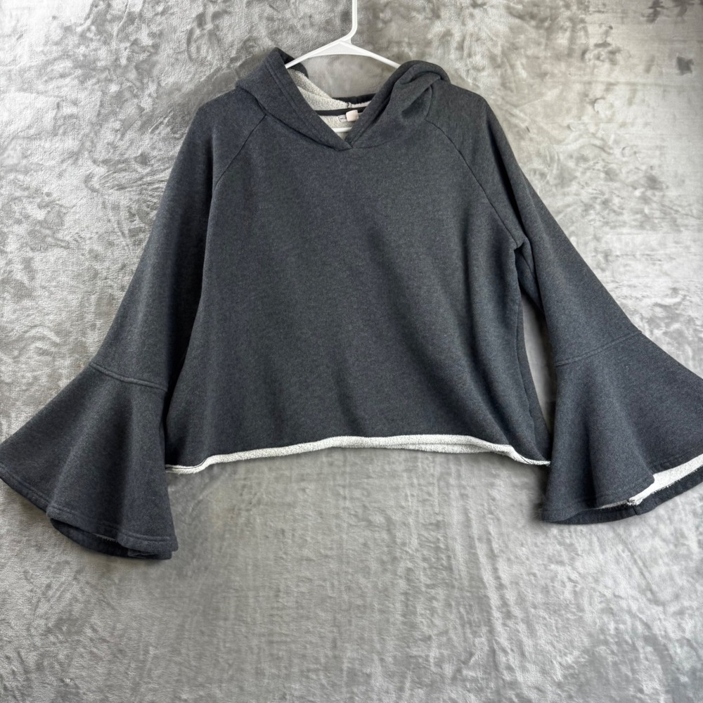 Melrose and Market Hoodie Women Medium Gray Bell Sleeve Cropped Pullover (1822)